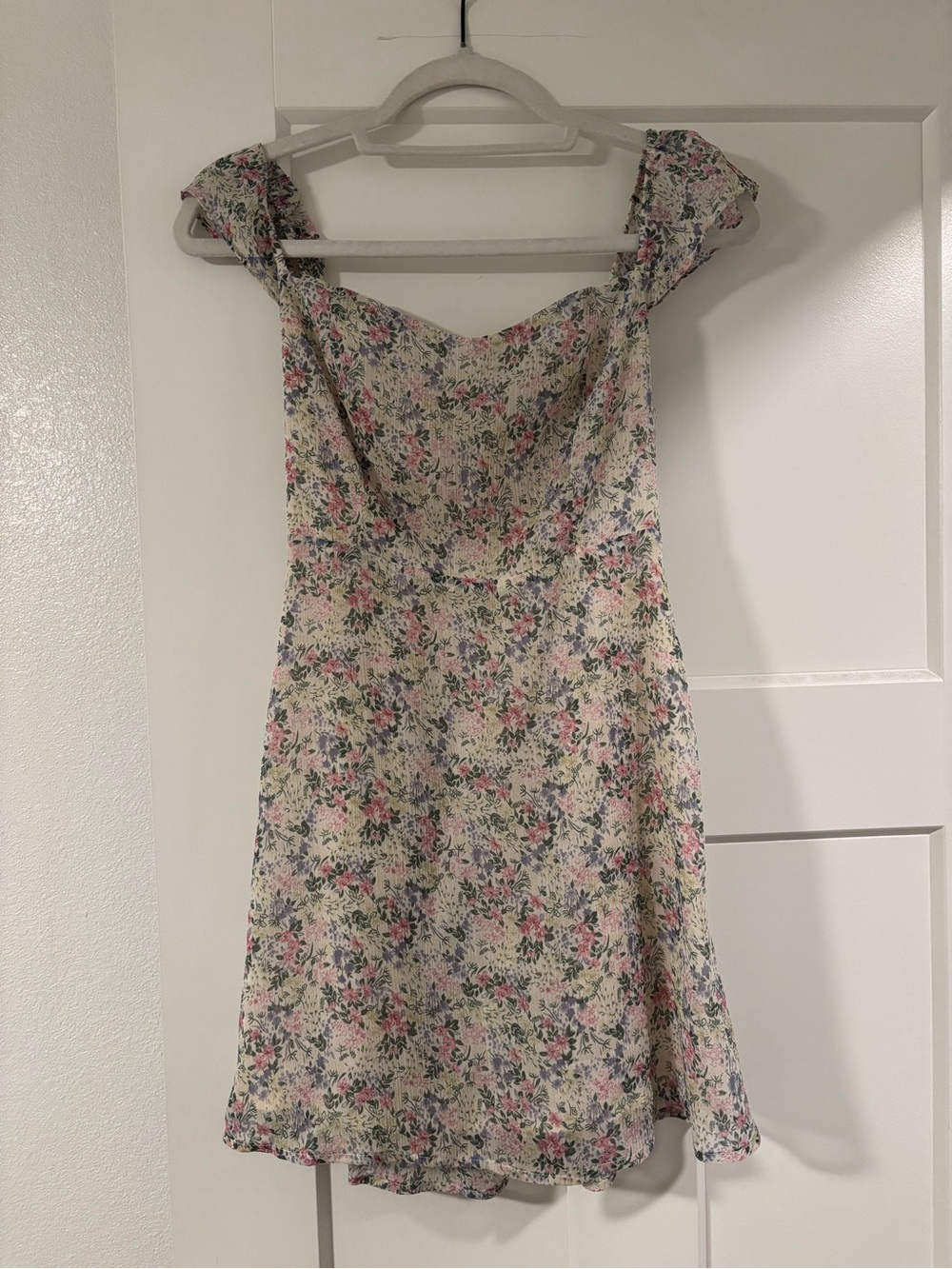 Altar'd State Cream Mini Dress with Pink & Green Floral Print